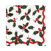 Load image into Gallery viewer, Holly White Christmas Paper Napkins - 20 Pack | Christmas Napkins |