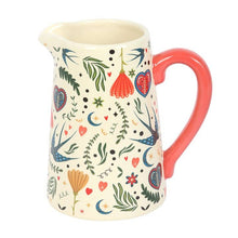 Load image into Gallery viewer, Cream Folk Print Ceramic Flower Jug