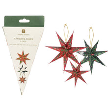 Load image into Gallery viewer, Folklore Paper Stars Christmas Tree Decorations - 3 Pack
