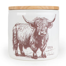 Load image into Gallery viewer, Tea Storage Jar with Wooden Lid - Highland Cow 3pk