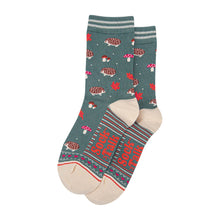 Load image into Gallery viewer, Women's Bamboo Socks - Sage Green/Cream, Hedgehog Toadstool: UK 3-7 | EU 36-40 | US 5-9