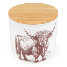 Load image into Gallery viewer, Tea Storage Jar with Wooden Lid - Highland Cow 3pk