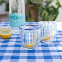 Load image into Gallery viewer, Blue & White Striped Glass Tumblers | Glassware |