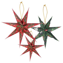 Load image into Gallery viewer, Folklore Paper Stars Christmas Tree Decorations - 3 Pack