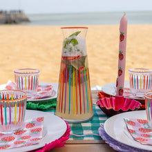 Load image into Gallery viewer, Bright Multi-Coloured Striped Glass Carafe - 25cm | Kitchenware |