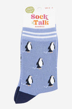 Load image into Gallery viewer, Women's Bamboo Socks - Light Blue/Navy Blue, Penguin: UK 3-7 | EU 36-40 | US 5-9