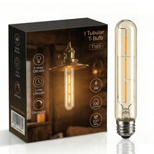 Load image into Gallery viewer, Vintage T185 Tubular LED Bulb E27 Dimmable Filament Warm Amber ~6593: T185 3W - Pack 1