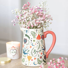 Load image into Gallery viewer, Cream Folk Print Ceramic Flower Jug