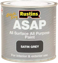 Load image into Gallery viewer, Rustins ASAP Quick Dry All Surface Paint Satin Grey 250ml