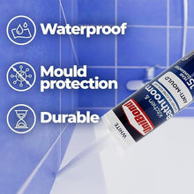 Load image into Gallery viewer, UniBond Kitchen & Bathroom Sanitary Silicone Sealant Anti-Mould - White