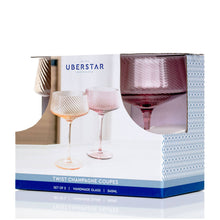 Load image into Gallery viewer, Twist Champagne Coupe Glasses - Set of 2 Pink/Peach