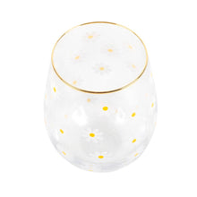 Load image into Gallery viewer, All Over Daisy Print Stemless Wine Glass