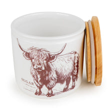 Load image into Gallery viewer, Sugar Storage Jar with Wooden Lid - Highland Cow 3pk