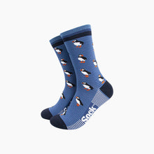 Load image into Gallery viewer, Puffins Striped Bamboo Socks in Blue: UK 7-11 | EU 40.5 -46 | US 8-12