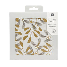 Load image into Gallery viewer, Gold Mistletoe Christmas Paper Napkins - 20 Pack | Christmas Decor |