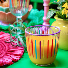Load image into Gallery viewer, Bright Multi-Coloured Striped Glass Tumblers | Kitchenware |