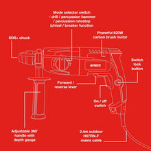 Load image into Gallery viewer, Amtech - Rotary Hammer Drill, Corded - SDS Drill with 3 Modes for Wood, Metal, Masonry