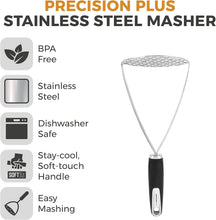 Load image into Gallery viewer, Precision Plus Masher with Softtex Handle and Hanging Loop, BPA Free, Stainless Steel