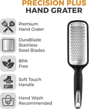 Load image into Gallery viewer, Precision Plus Hand Grater with DuraBlade Stainless Steel, Softtex Handle, BPA Free, Black