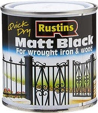 Load image into Gallery viewer, Rustins Quick Dry Matt Black Paint for Wrought Iron & Wood 250ml