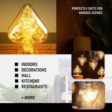 Load image into Gallery viewer, Vintage Heart LED Filament Bulb - E27 Warm Amber Glow 4W ~1044