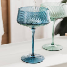 Load image into Gallery viewer, Twist Champagne Coupe Glasses - Set of 2 Blue/Green