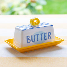 Load image into Gallery viewer, Blue Check Butter Dish | Kitchen Gifts |