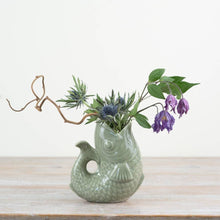 Load image into Gallery viewer, Sage Green Fish Vase, 14.7cm