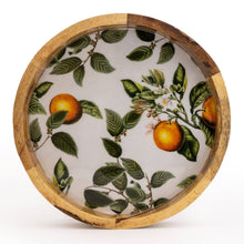 Load image into Gallery viewer, Handcrafted Orange Blossom Round Wooden Tray 30cm 4PK