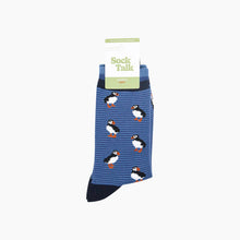 Load image into Gallery viewer, Puffins Striped Bamboo Socks in Blue: UK 7-11 | EU 40.5 -46 | US 8-12