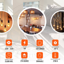Load image into Gallery viewer, Vintage LED Bulb E27 G80 Dimmable 4W Globe Light Warm White ~3377