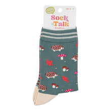 Load image into Gallery viewer, Women's Bamboo Socks - Sage Green/Cream, Hedgehog Toadstool: UK 3-7 | EU 36-40 | US 5-9