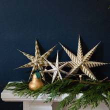 Load image into Gallery viewer, Gilded Paper Stars Decorations - 3 Pack | Christmas Tree Decorations |