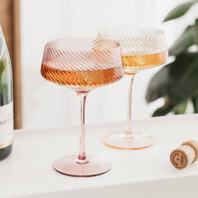 Load image into Gallery viewer, Twist Champagne Coupe Glasses - Set of 2 Pink/Peach