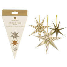 Load image into Gallery viewer, Gilded Paper Stars Decorations - 3 Pack | Christmas Tree Decorations |