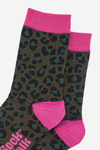 Load image into Gallery viewer, Women's Bamboo Socks - Khaki/Hot Pink, Leopard: UK 3-7 | EU 36-40 | US 5-9