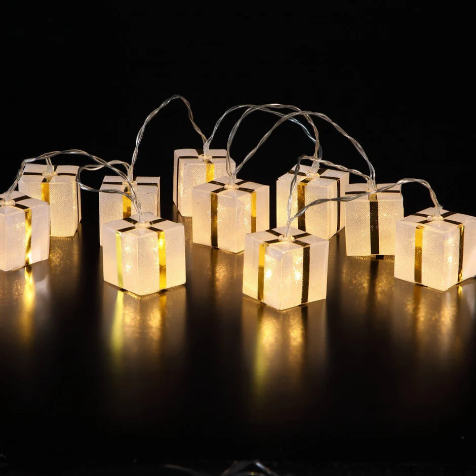 Noma 10 Warm White LED Sparkly Present Garland - 1.35m Indoor Use