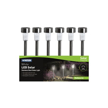 Load image into Gallery viewer, STATUS Melbourne White LED Solar Stainless Steel Stake Lights 6 Pack
