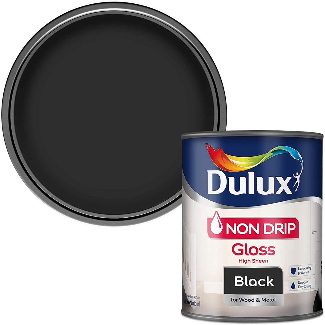 Dulux Non Drip Gloss High Sheen for Wood & Metal - Black 750ml