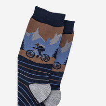 Load image into Gallery viewer, Men's Socks - Navy Blue/Denim Blue, Mountain Bike Scene: UK 7-11 | EU 40.5-46 | US 8-12
