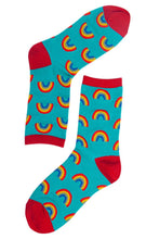 Load image into Gallery viewer, Women's Bamboo Socks - Turquoise, Rainbow
