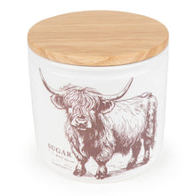 Load image into Gallery viewer, Sugar Storage Jar with Wooden Lid - Highland Cow 3pk
