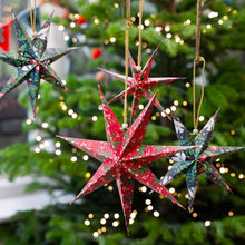 Load image into Gallery viewer, Folklore Paper Stars Christmas Tree Decorations - 3 Pack
