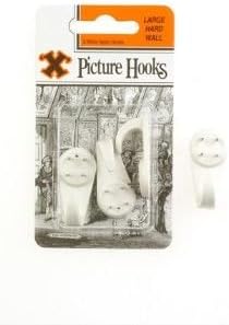 Centurion - Large White Nylon Hard Wall Picture Hooks - Pack of 3
