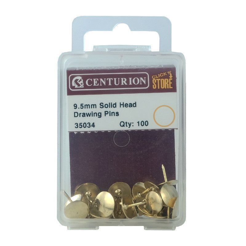 Centurion - 9.5mm Solid Head Drawing Pins 100pk