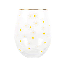 Load image into Gallery viewer, All Over Daisy Print Stemless Wine Glass
