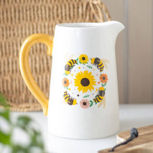 Load image into Gallery viewer, Summer Bee and Sunflower Ceramic Flower Jug
