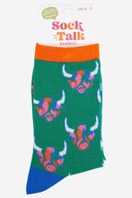 Load image into Gallery viewer, Women's Bamboo Socks - Green/Rainbow, Highland Cow: UK 3-7 | EU 36-40 | US 5-9
