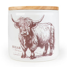 Load image into Gallery viewer, Sugar Storage Jar with Wooden Lid - Highland Cow 3pk
