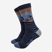 Load image into Gallery viewer, Men's Socks - Navy Blue/Denim Blue, Mountain Bike Scene: UK 7-11 | EU 40.5-46 | US 8-12
